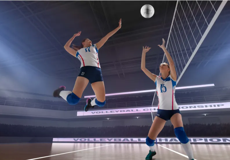 Volleyball players in action