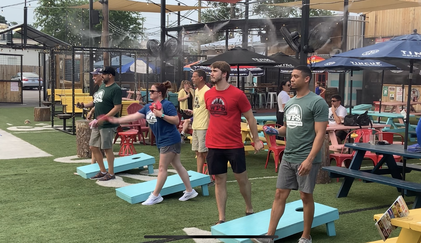 Cornhole On The Patio At Moonshine Deck